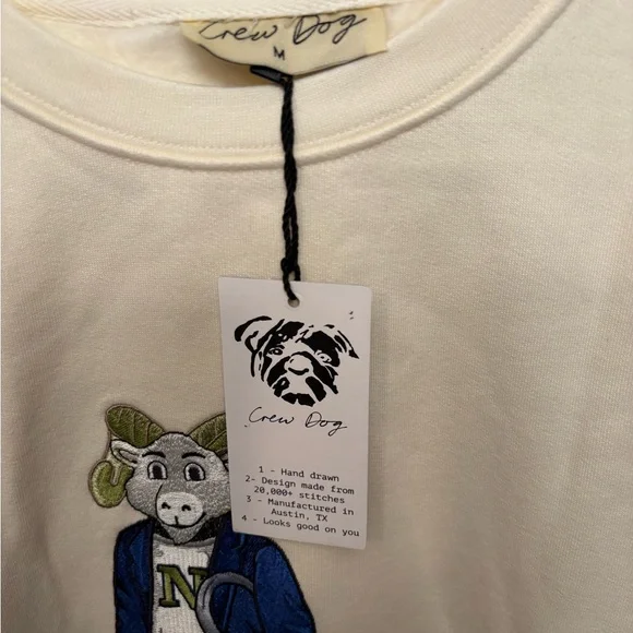 Go Navy! Beat Army! Cream Graphic Sweatshirt with Goat Design - Picture 3 of 5